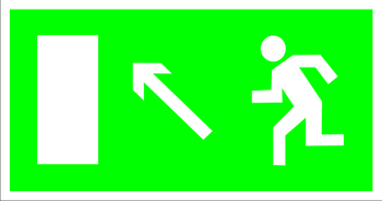 E06 направление к эвакуационному выходу налево вверх (пленка, 300х150 мм) - Знаки безопасности - Эвакуационные знаки - магазин "Охрана труда и Техника безопасности"